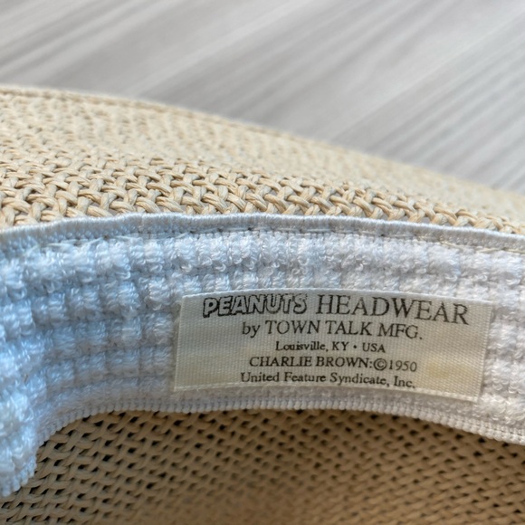 Vintage Town Talk Peanuts Charlie Brown Embroidered Banded Golf Straw Hat - Picture 10 of 13